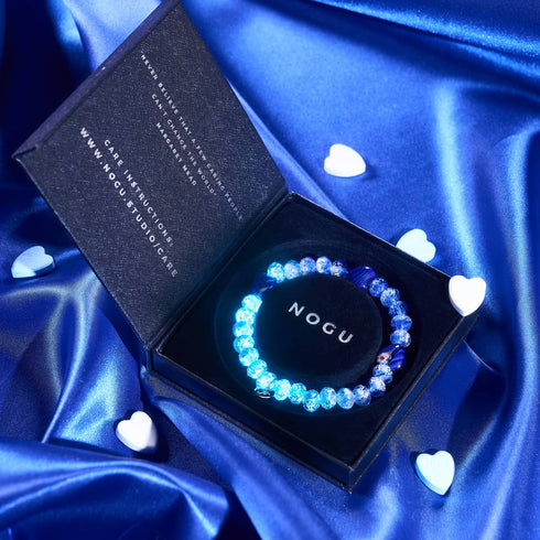 Bracelet en argent sterling 925 | Bleu outremer | Bracelet en forme de cœurs dégradés lumineux